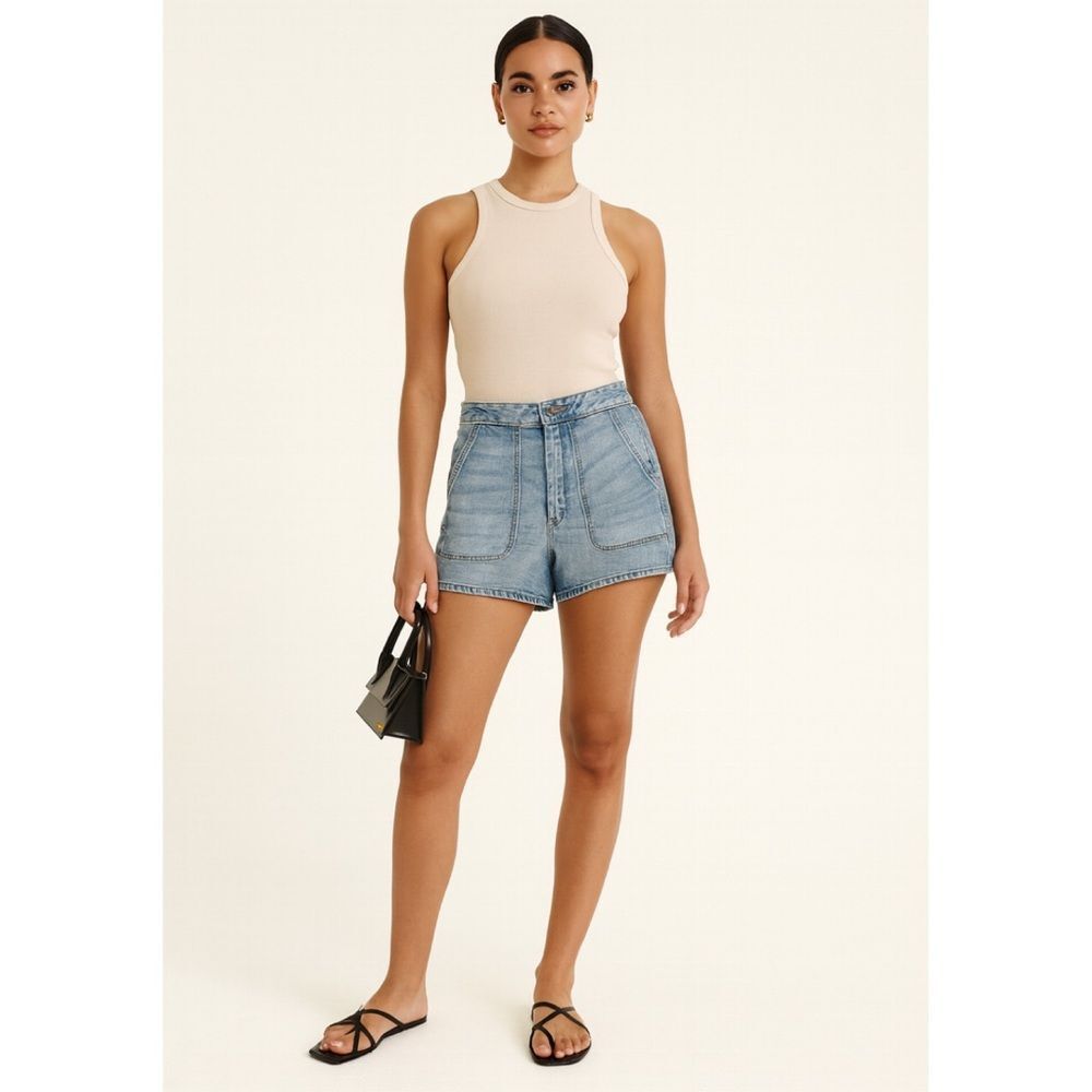 James Perse Venice High Rise Denim Shorts 27